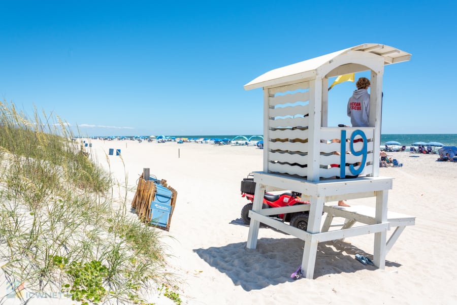 Carolina Beach Ocean Rescue Lifeguard and Flag Color - Swim Near A Lifeguard