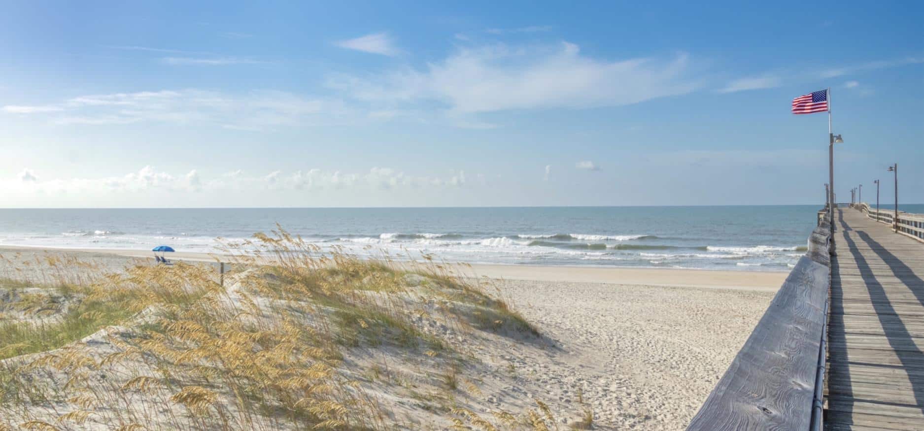 Carolina Beach proudly supports our active and retired veteran military personnel - The American Flag in Carolina Beach Flies High