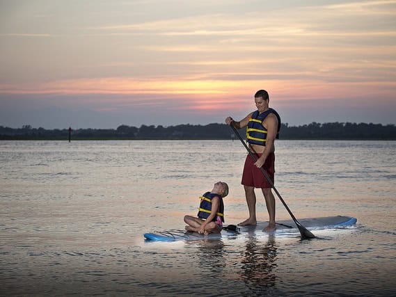 Family friendly paddleboarding in Carolina Beach North Carolina - North Carolina Cottages and vacation rentals