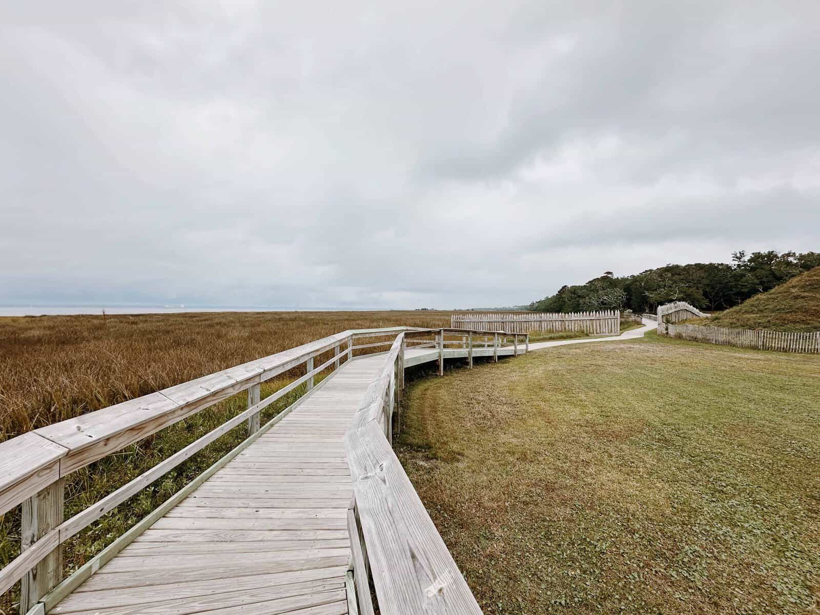 The Fort Fisher Historic Battleground and Earthworks is positioned along The Cape Fear River. Hike the Loop Trail with Your Family and Pets