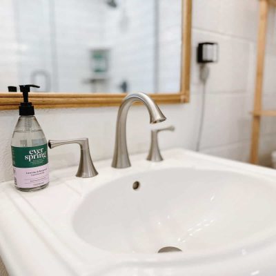 The sparkling clean sink glistening in the sunlight, provides a refreshing and inviting space to wash up and start the day